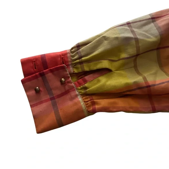 Vintage Ivan Fredric’s of CA Plaid Button Down Blouse | Orange/Multi | Small est - Picture 3 of 7